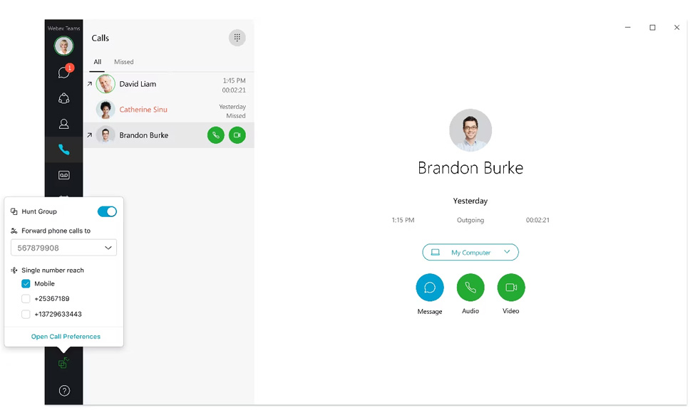 Webex calling 雲端電話系統-系統畫面1